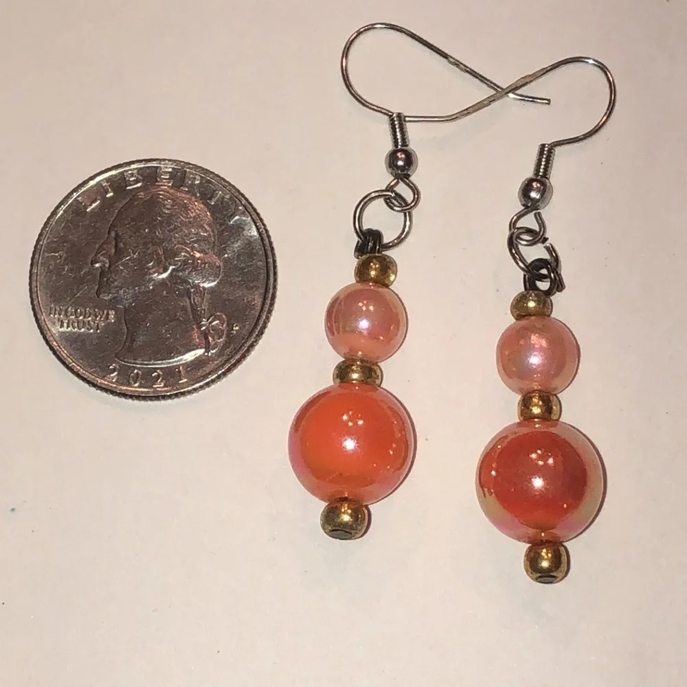 Elegant Orange Rainbow Coated Boho Beaded Earrings